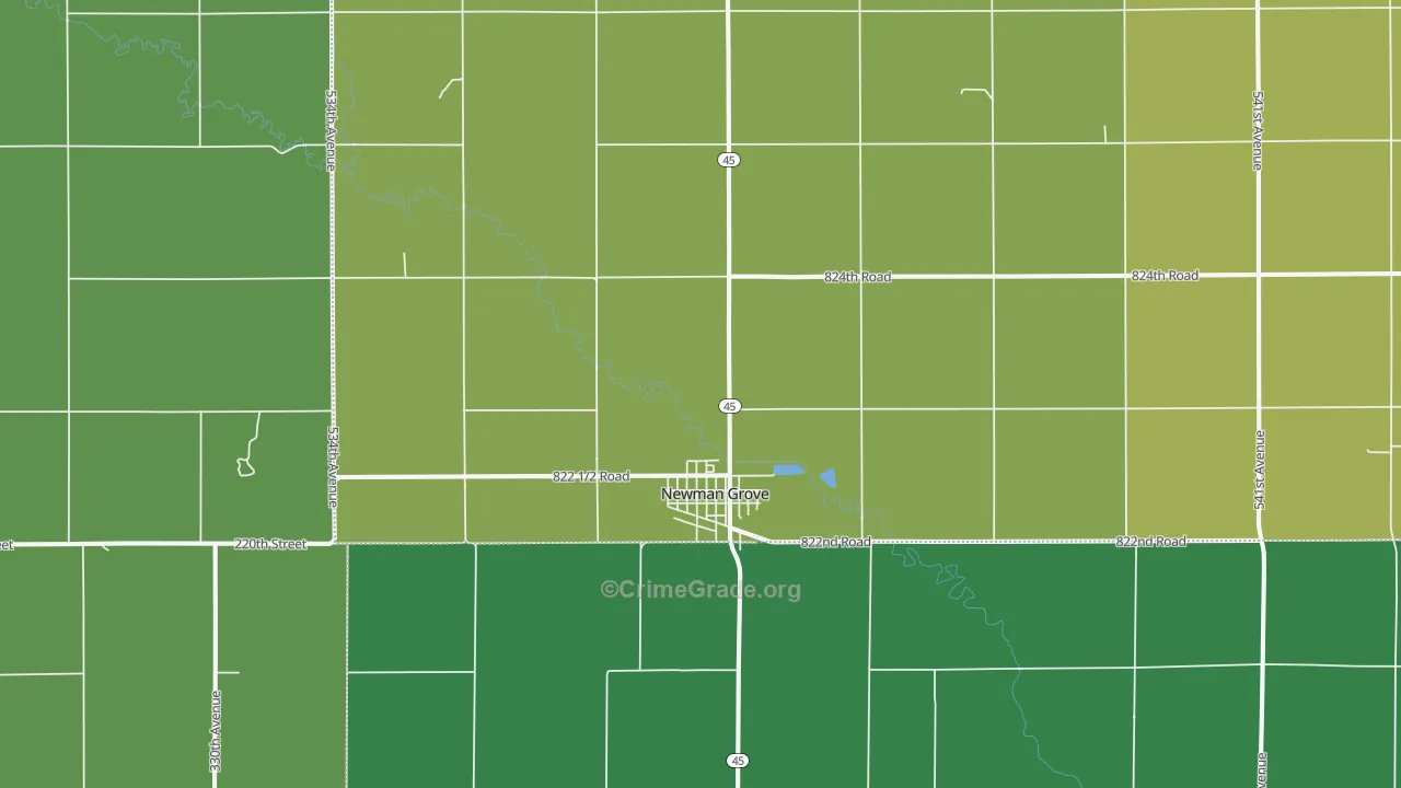68758, NE Map of Vehicle Theft Rates