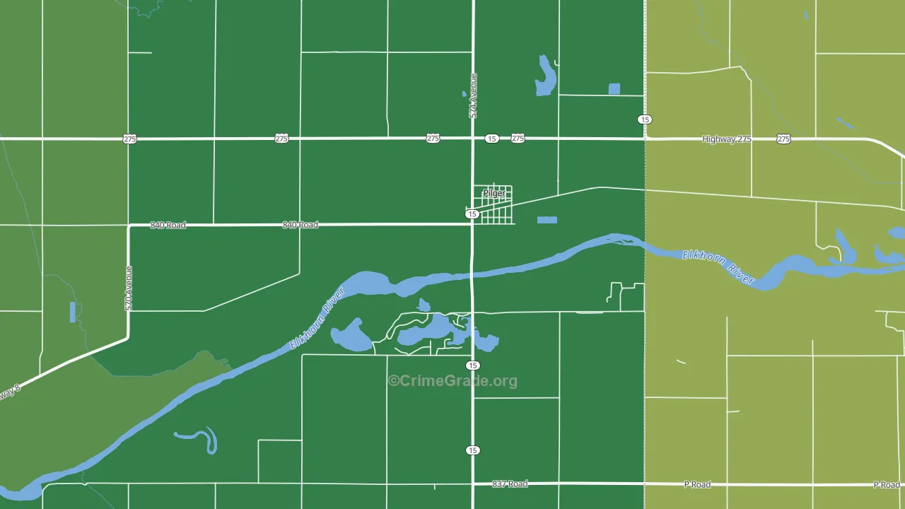 68768, NE Map of Vehicle Theft Rates