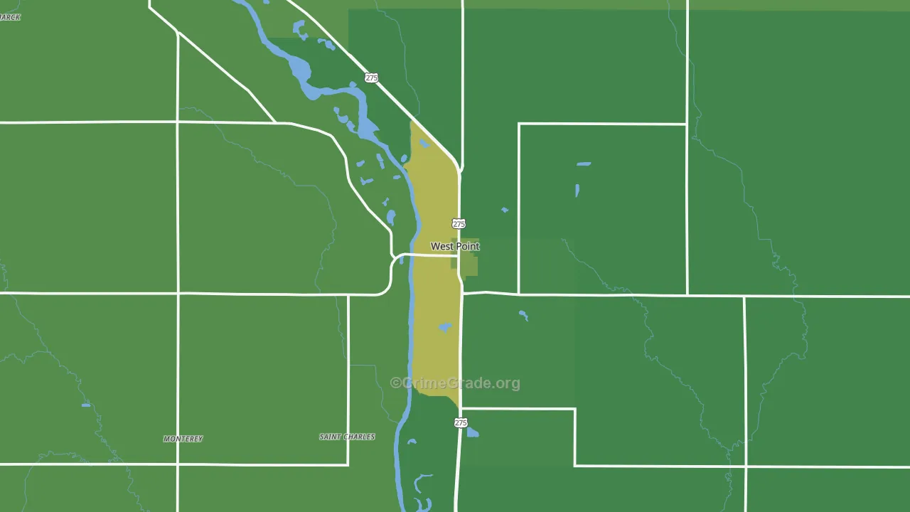 68788, NE Map of Vehicle Theft Rates
