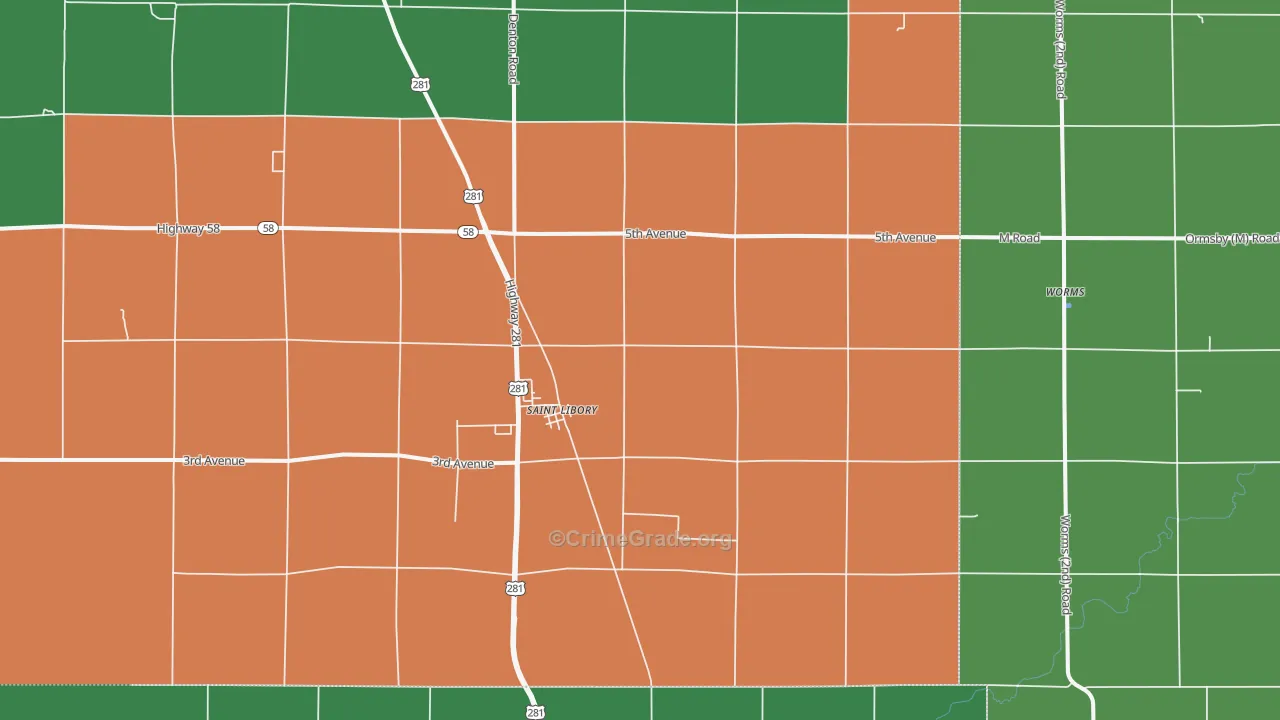 68872, NE Map of Vehicle Theft Rates
