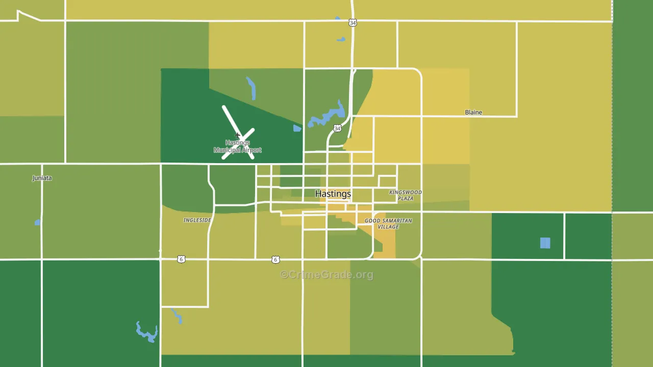 68901, NE Map of Vehicle Theft Rates