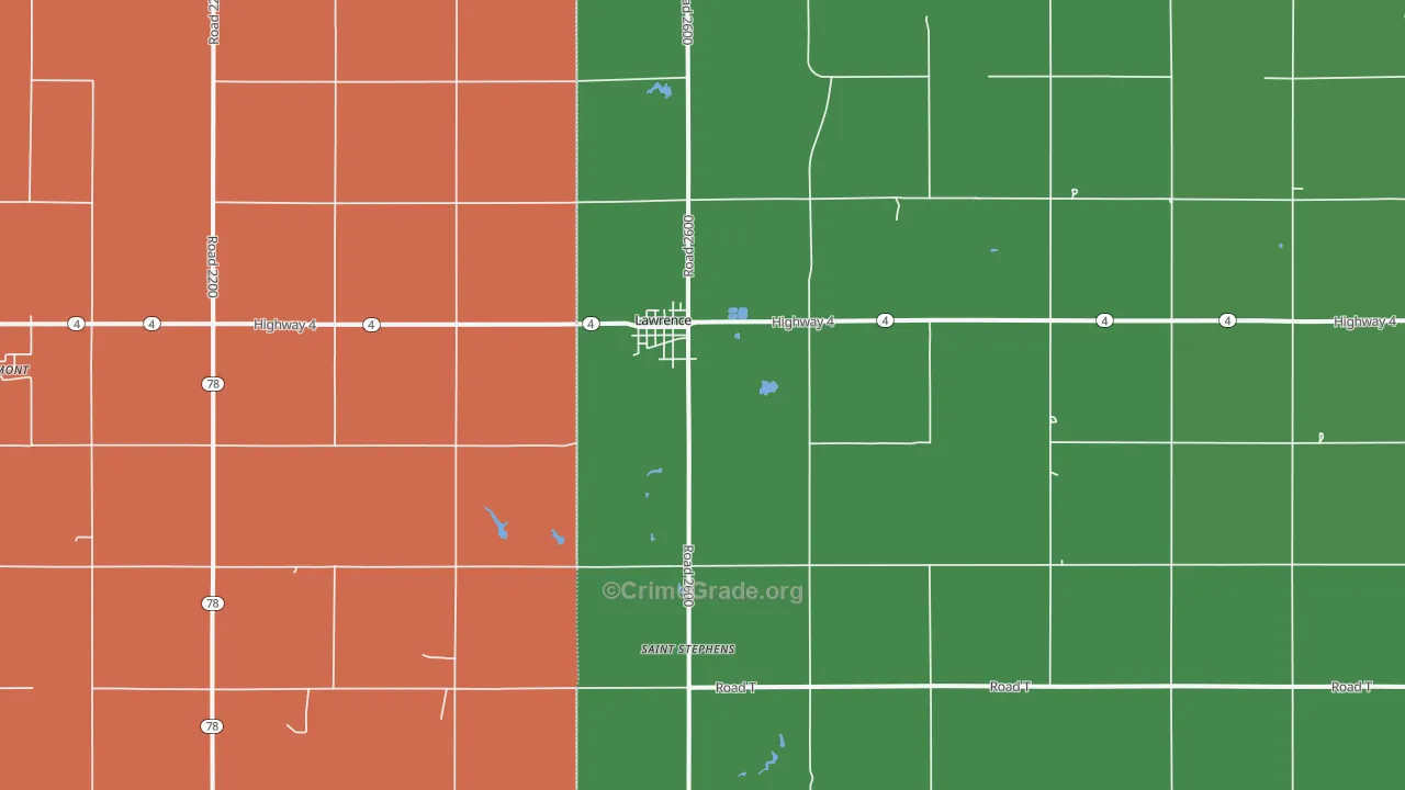 68957, NE Map of Vehicle Theft Rates