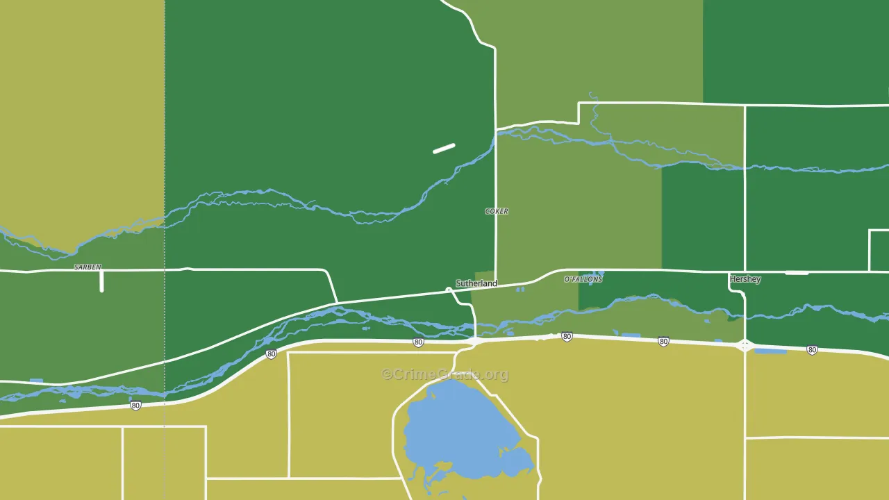 69165, NE Map of Vehicle Theft Rates