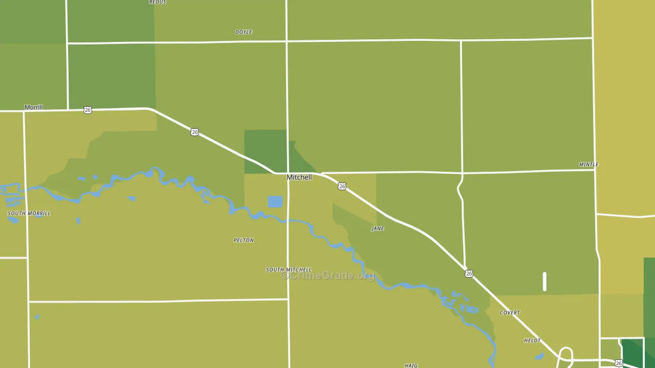 69357, NE Map of Vehicle Theft Rates