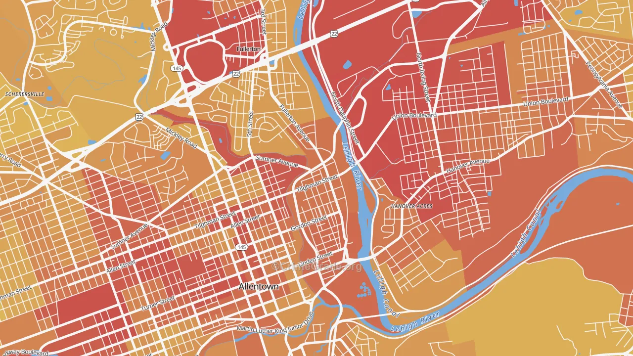 6th Ward, Allentown, PA Map of Vehicle Theft Rates