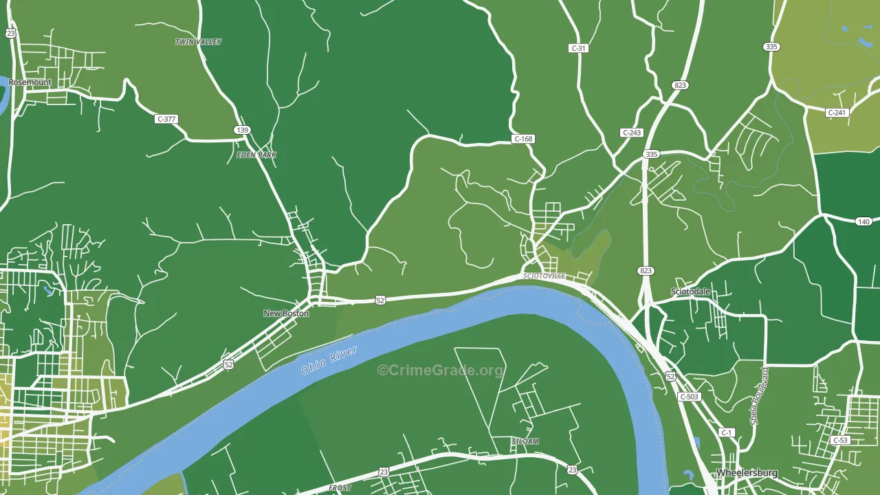 6th Ward, Portsmouth, OH Map of Vehicle Theft Rates
