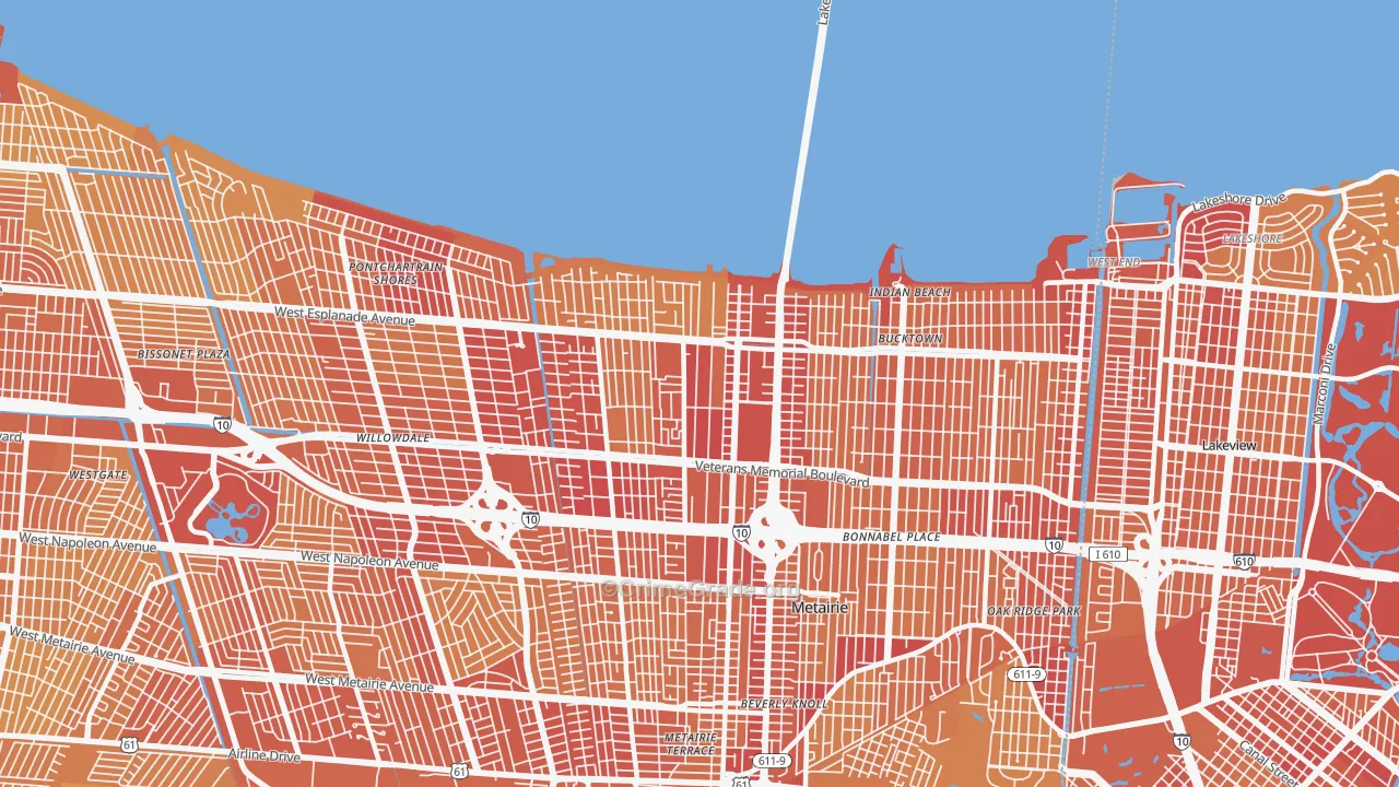 70002, LA Map of Vehicle Theft Rates