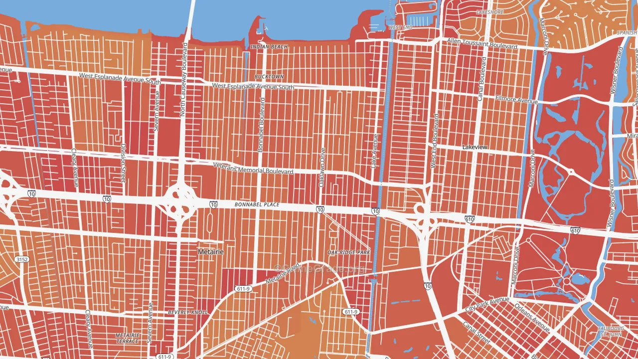 70005, LA Map of Vehicle Theft Rates