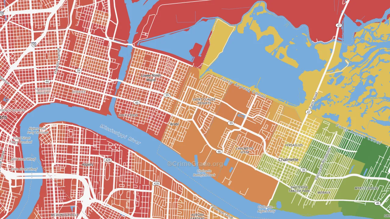 70032, LA Map of Vehicle Theft Rates