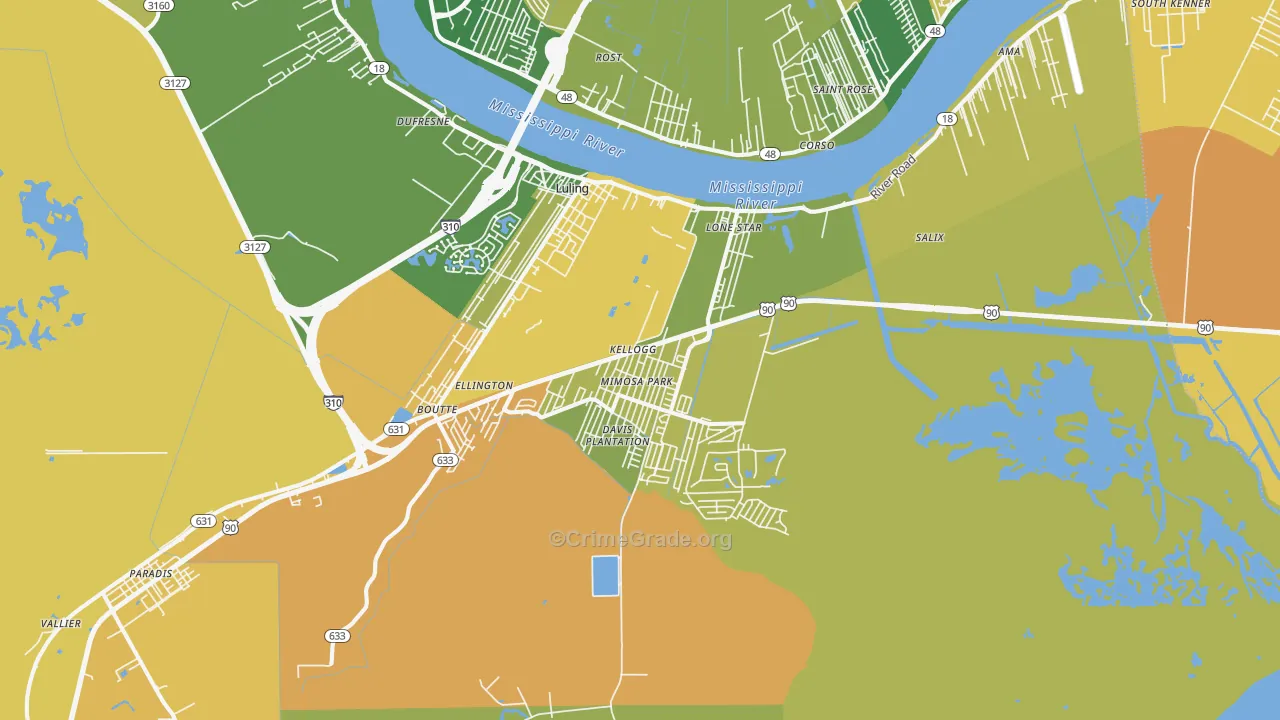 70070, LA Map of Vehicle Theft Rates