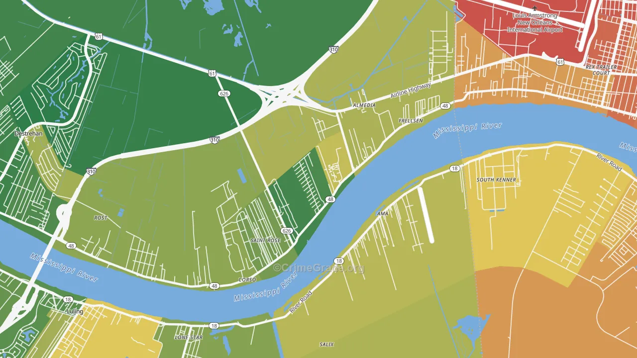 70087, LA Map of Vehicle Theft Rates