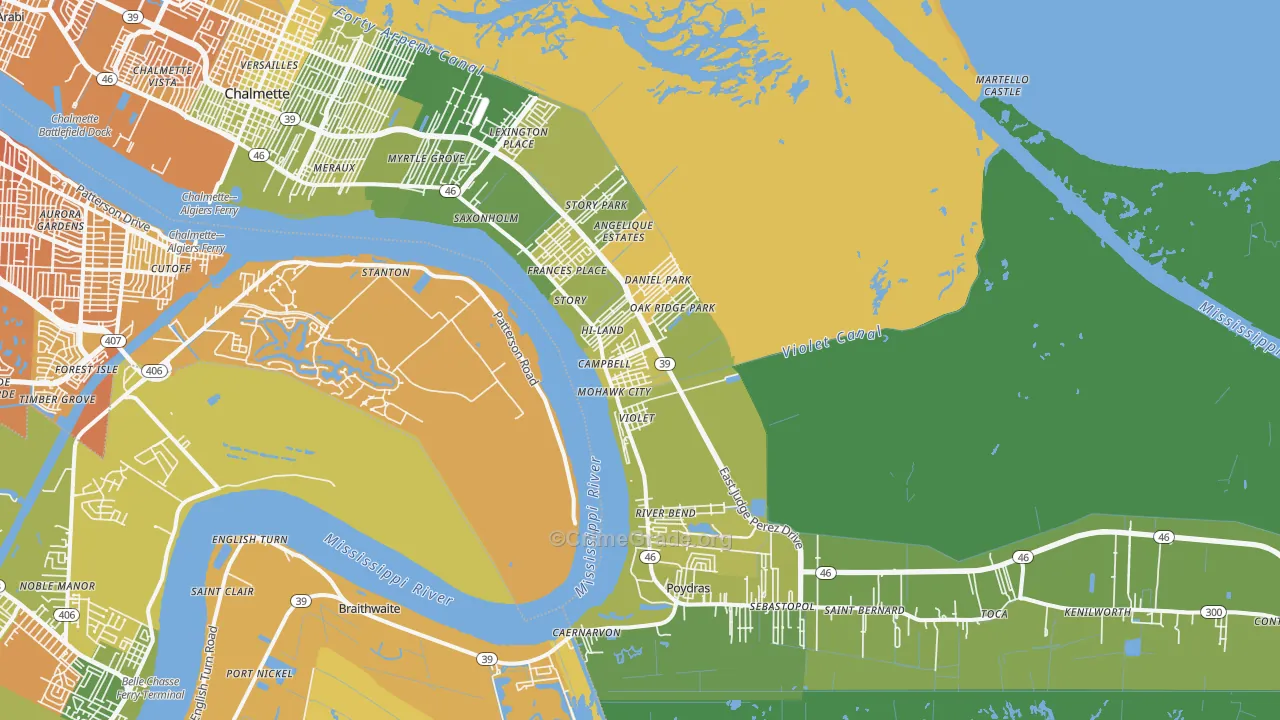 70092, LA Map of Vehicle Theft Rates