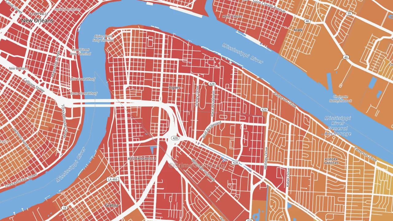 70114, LA Map of Vehicle Theft Rates