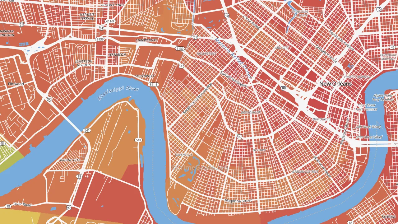 70118, LA Map of Vehicle Theft Rates