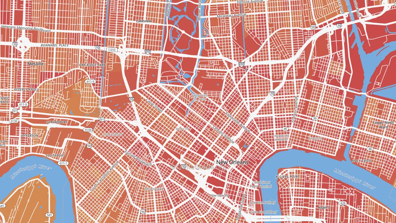 70119, LA Map of Vehicle Theft Rates