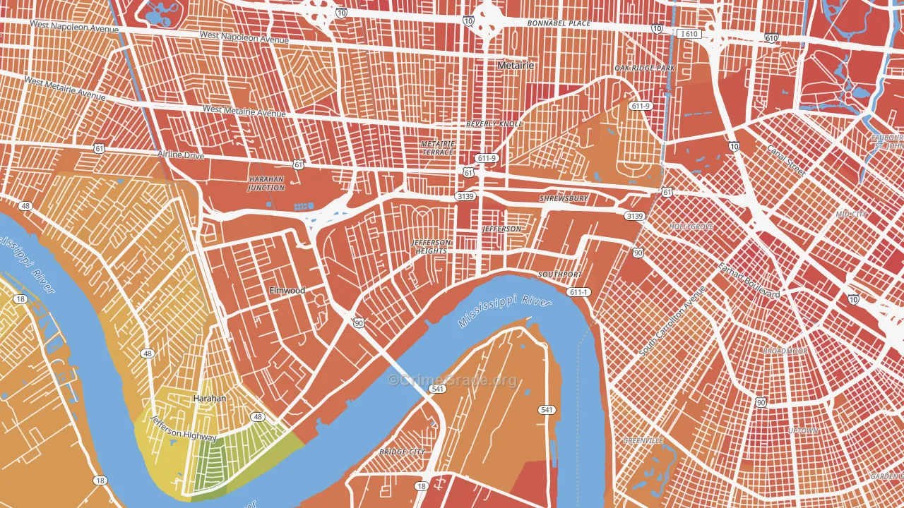 70121, LA Map of Vehicle Theft Rates