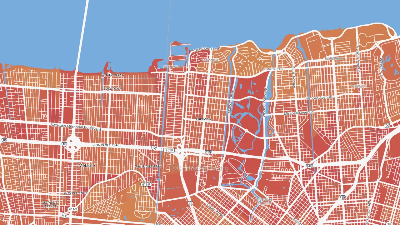 70124, LA Map of Vehicle Theft Rates