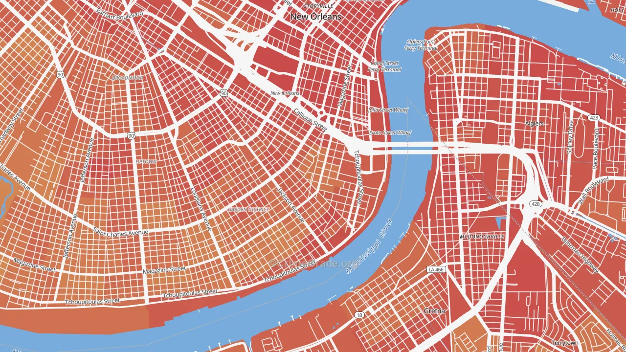 70130, LA Map of Vehicle Theft Rates