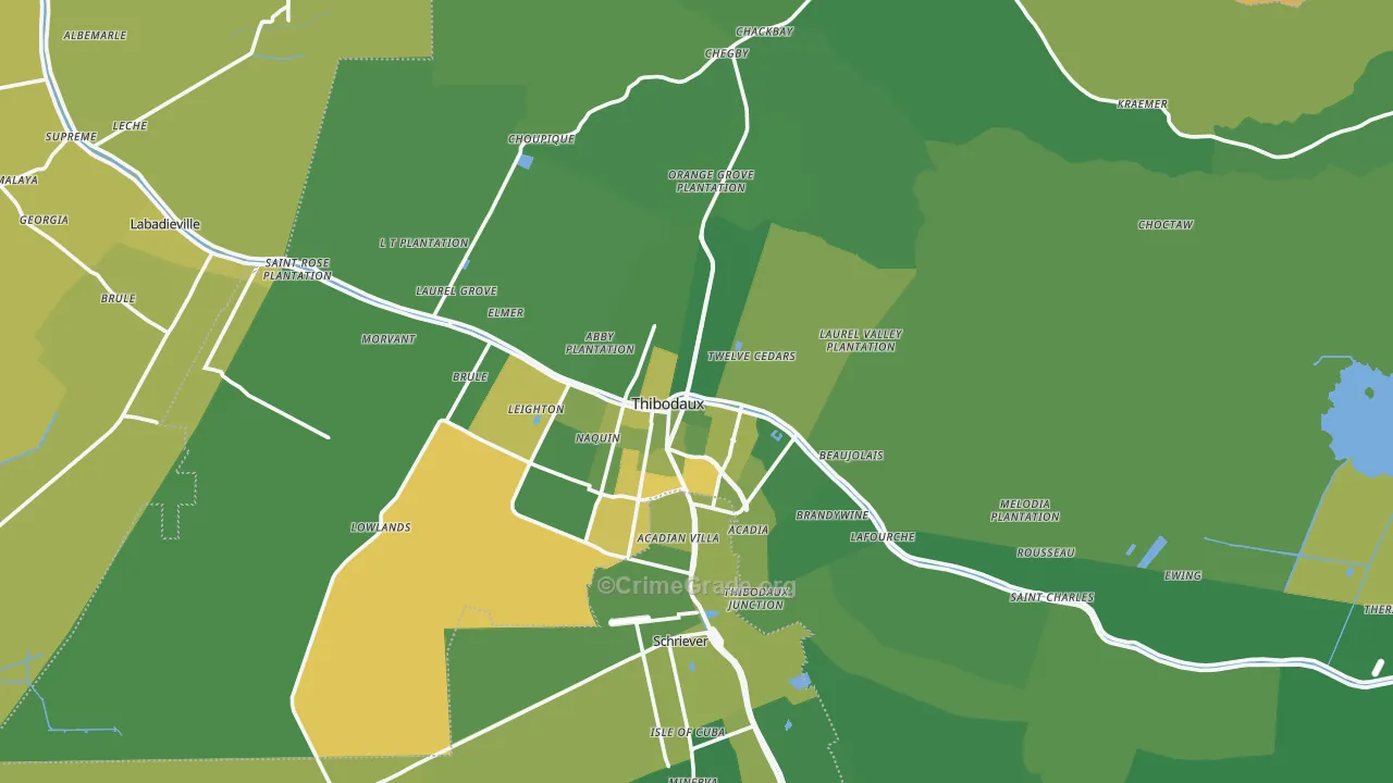 70301, LA Map of Vehicle Theft Rates