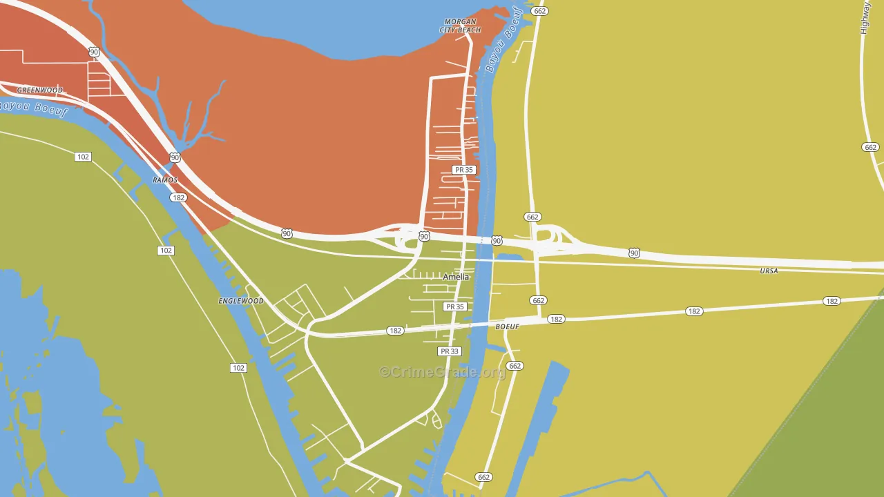 70340, LA Map of Vehicle Theft Rates