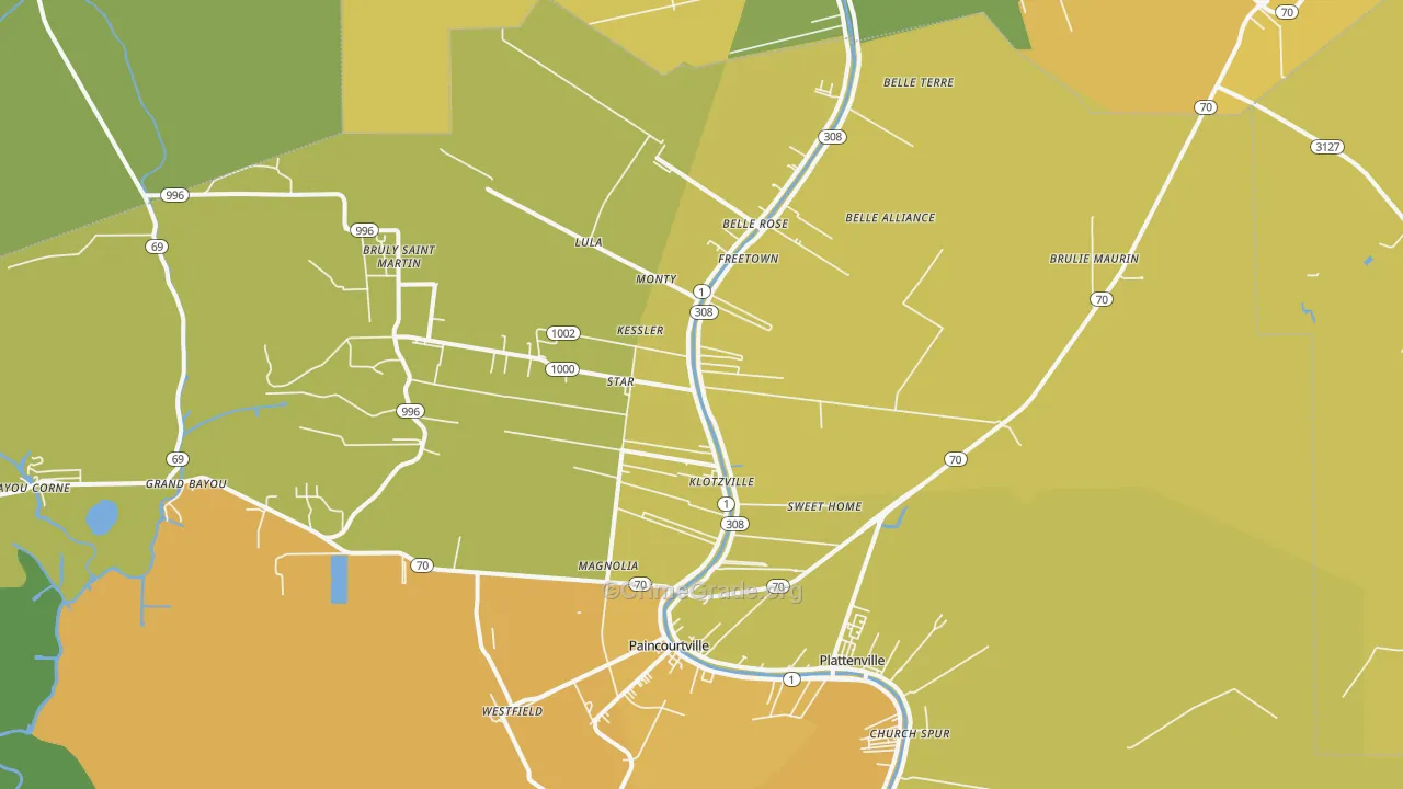70341, LA Map of Vehicle Theft Rates