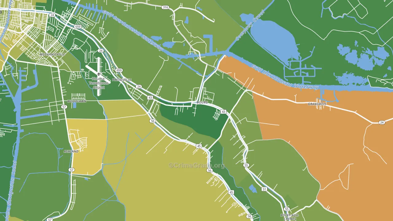 70343, LA Map of Vehicle Theft Rates