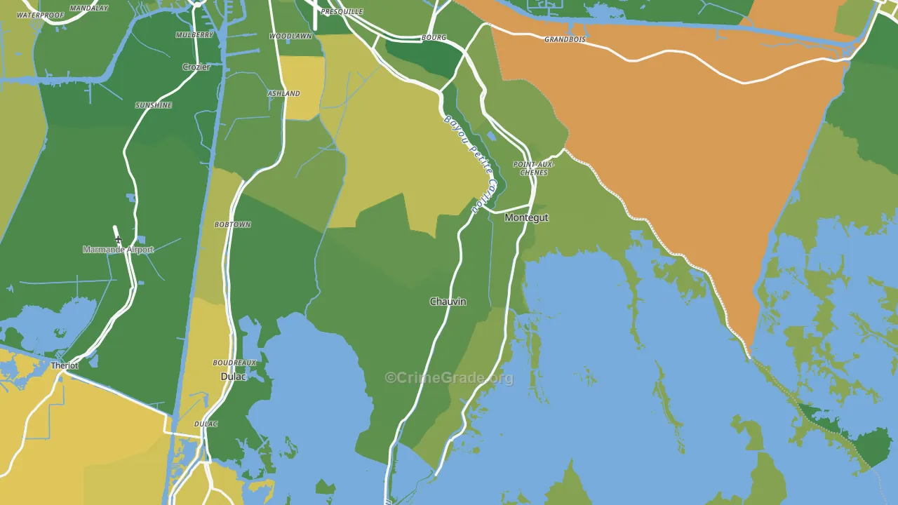 70344, LA Map of Vehicle Theft Rates