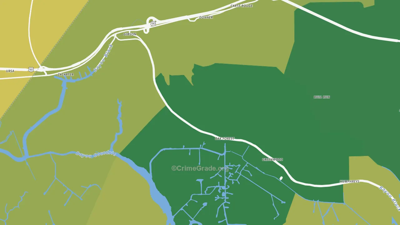 70356, LA Map of Vehicle Theft Rates