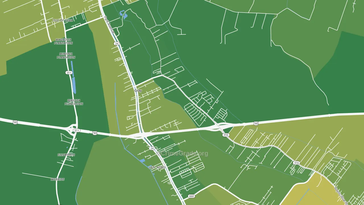 70359, LA Map of Vehicle Theft Rates