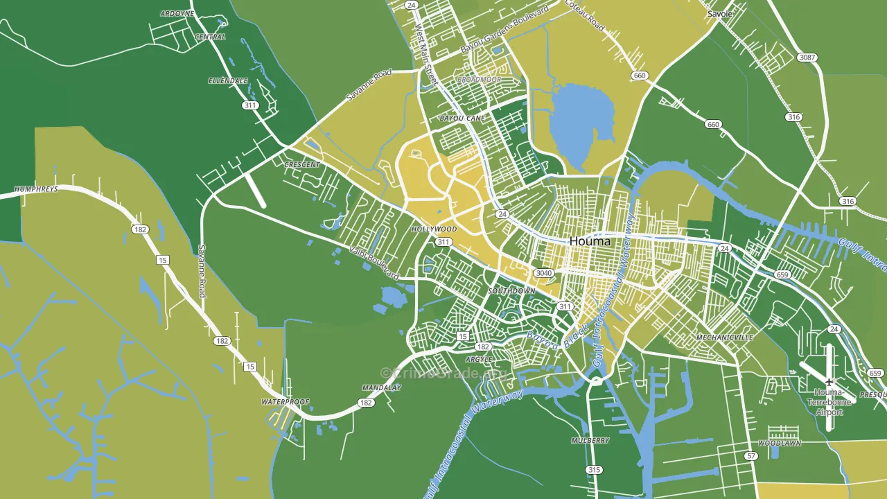 70360, LA Map of Vehicle Theft Rates