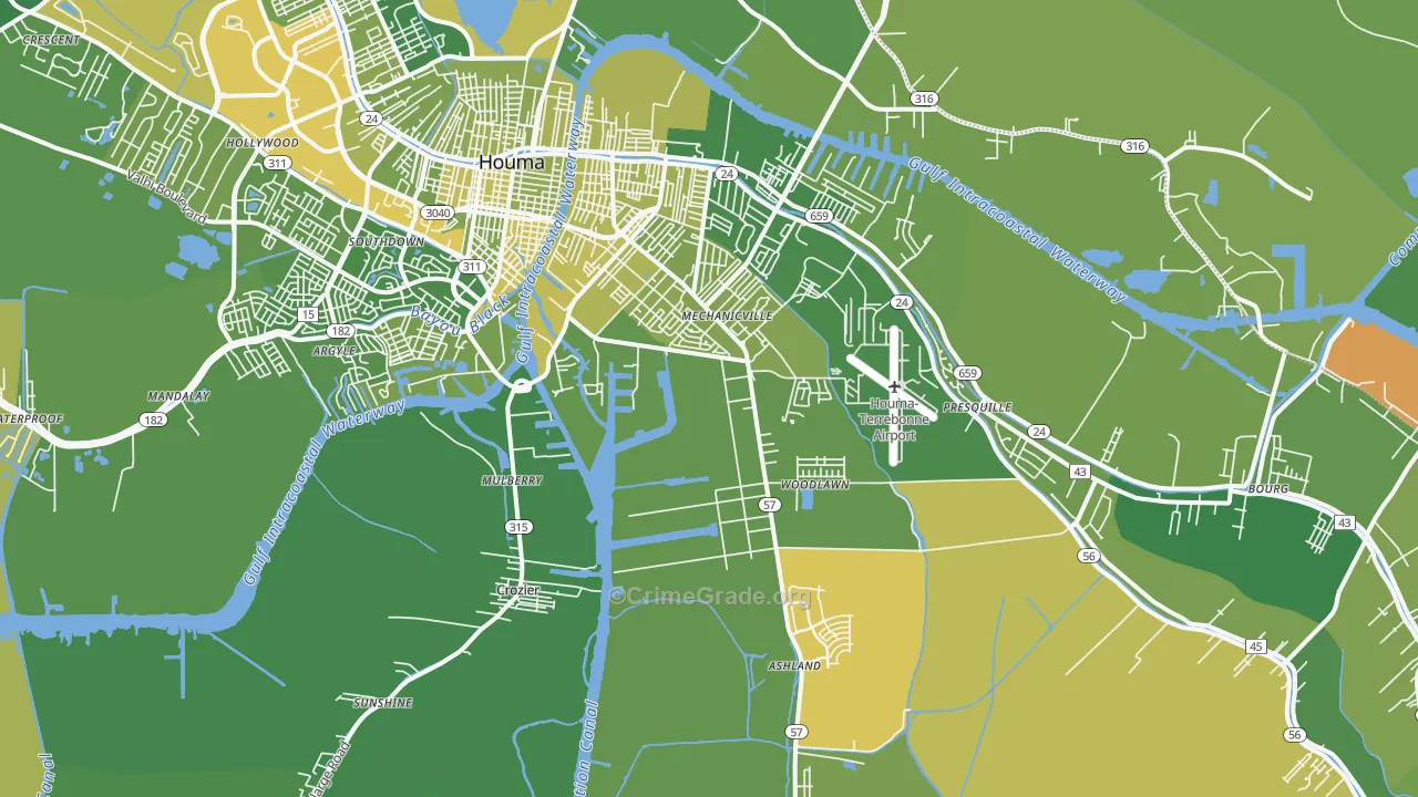 70363, LA Map of Vehicle Theft Rates