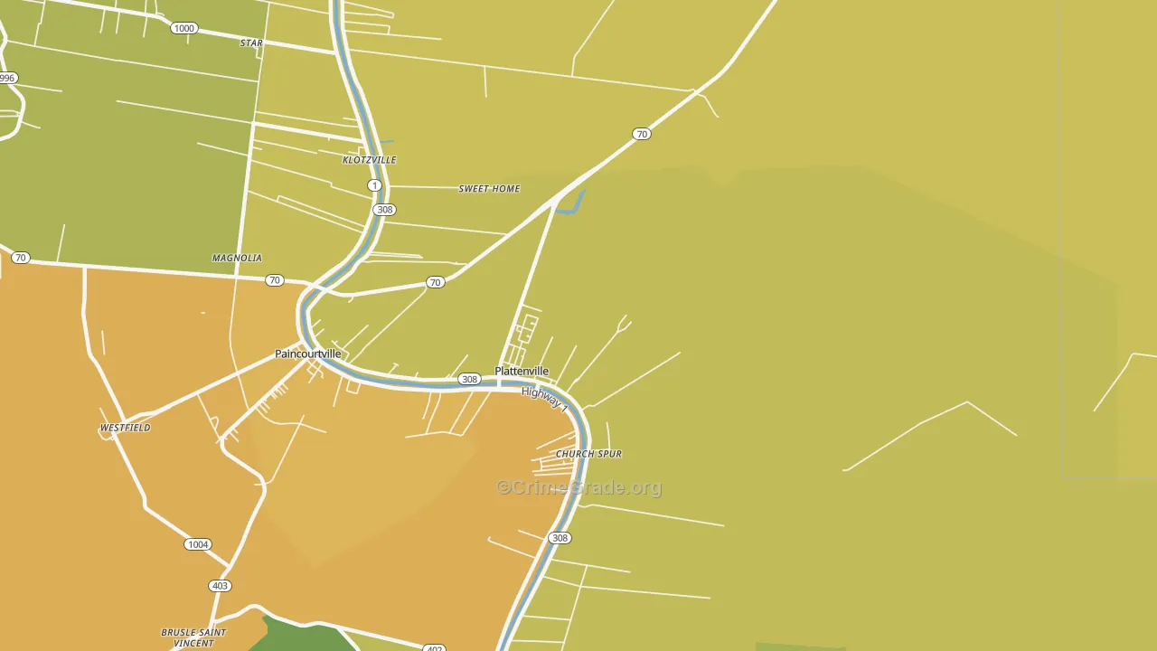70393, LA Map of Vehicle Theft Rates