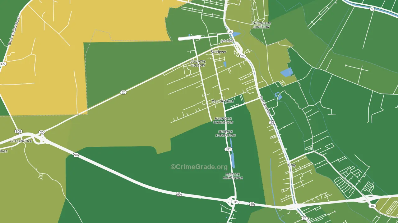 70395, LA Map of Vehicle Theft Rates