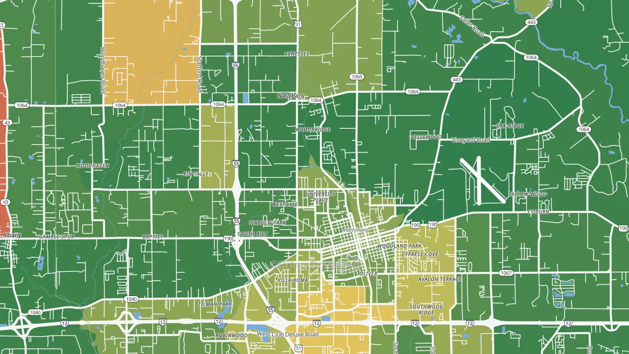 70401, LA Map of Vehicle Theft Rates