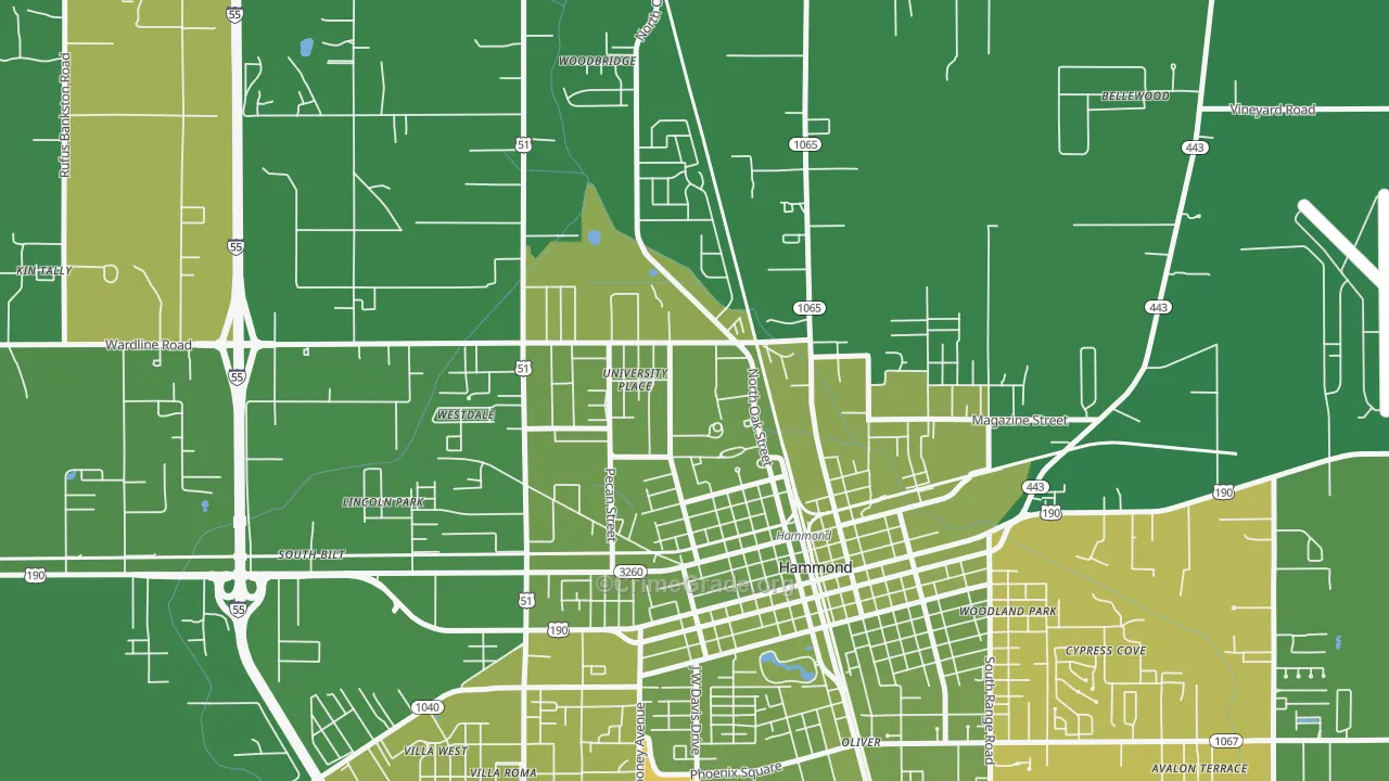 70402, LA Map of Vehicle Theft Rates