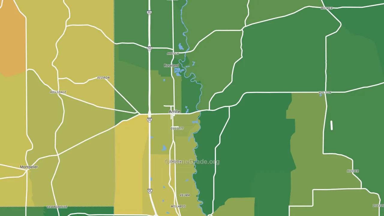 70422, LA Map of Vehicle Theft Rates