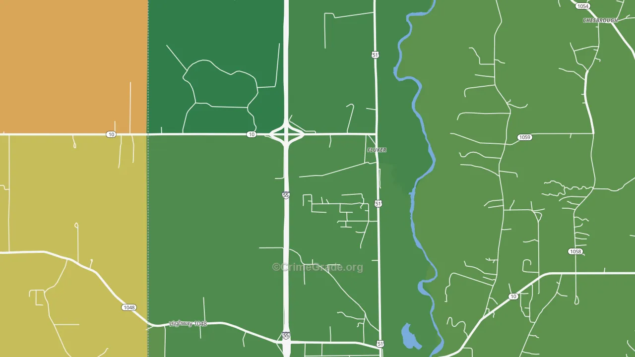 70436, LA Map of Vehicle Theft Rates