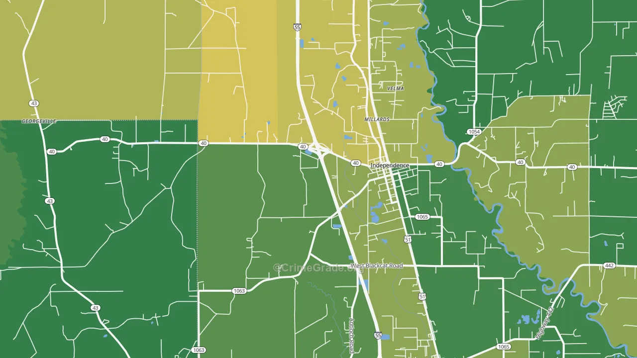 70443, LA Map of Vehicle Theft Rates