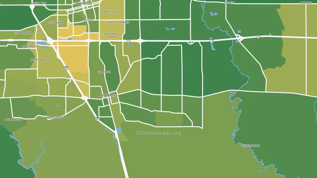 70454, LA Map of Vehicle Theft Rates