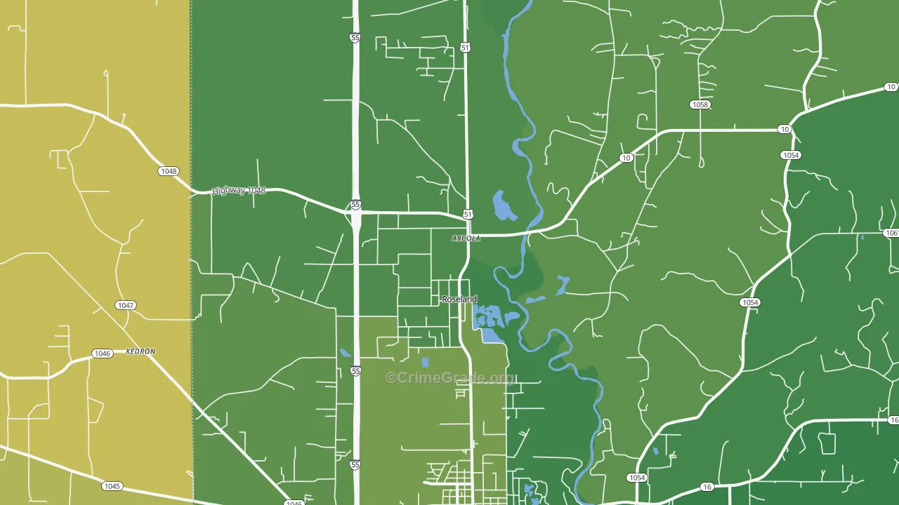 70456, LA Map of Vehicle Theft Rates