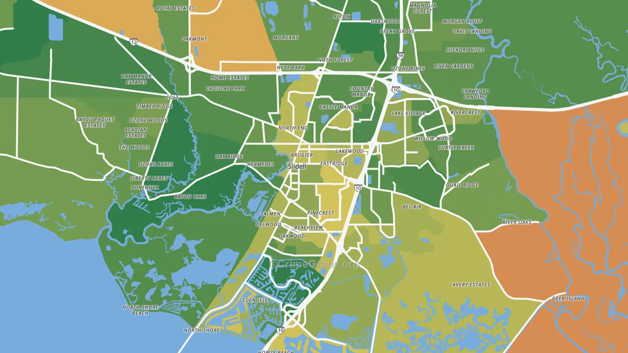 70458, LA Map of Vehicle Theft Rates