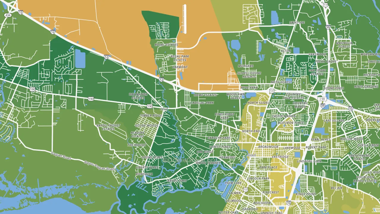 70460, LA Map of Vehicle Theft Rates