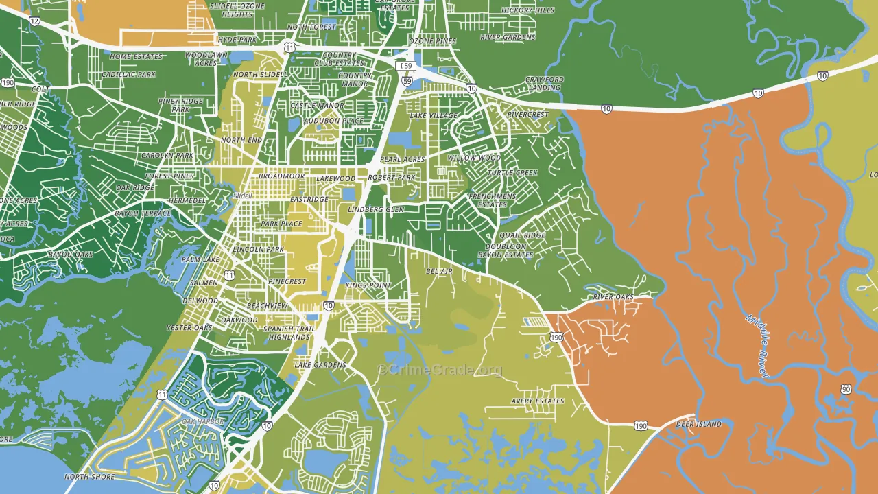 70461, LA Map of Vehicle Theft Rates