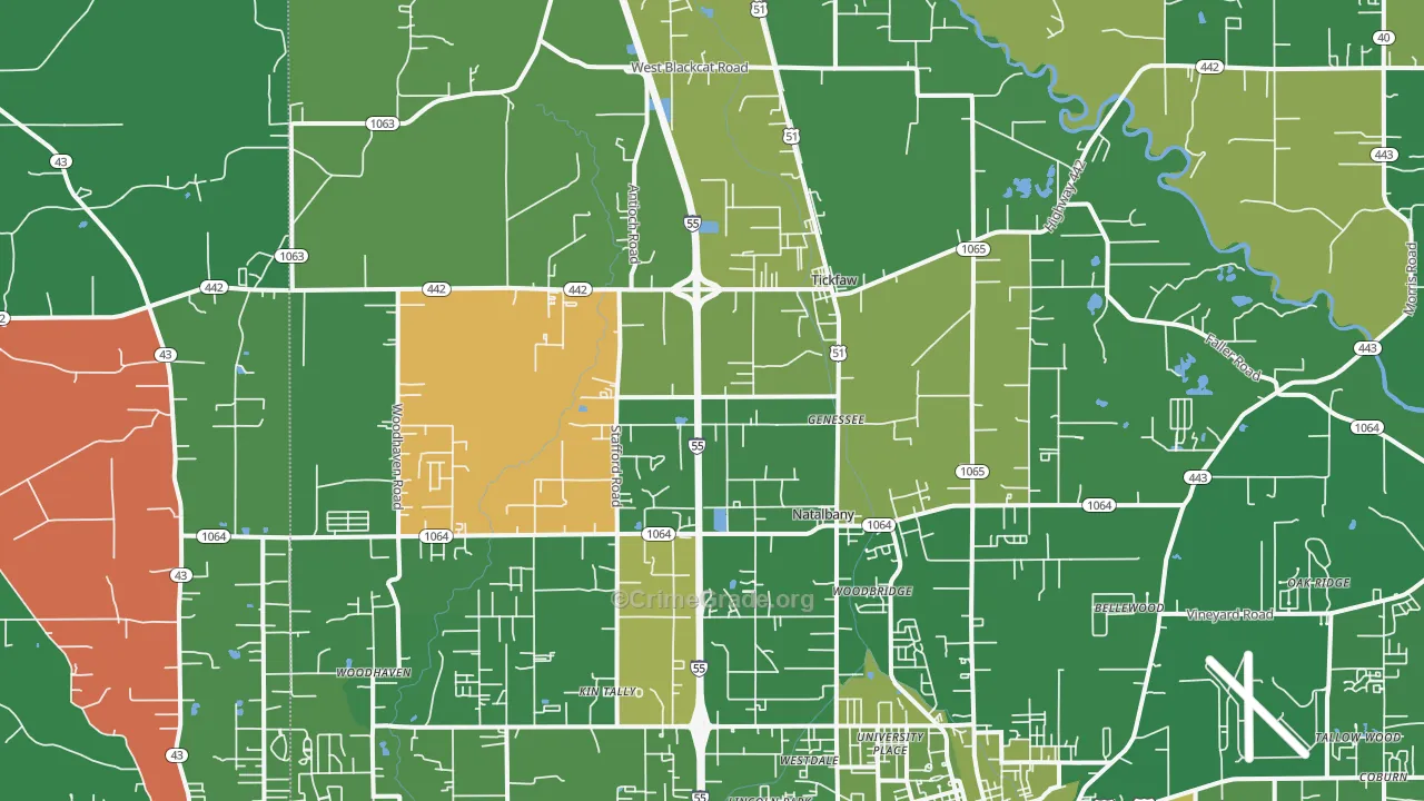 70466, LA Map of Vehicle Theft Rates