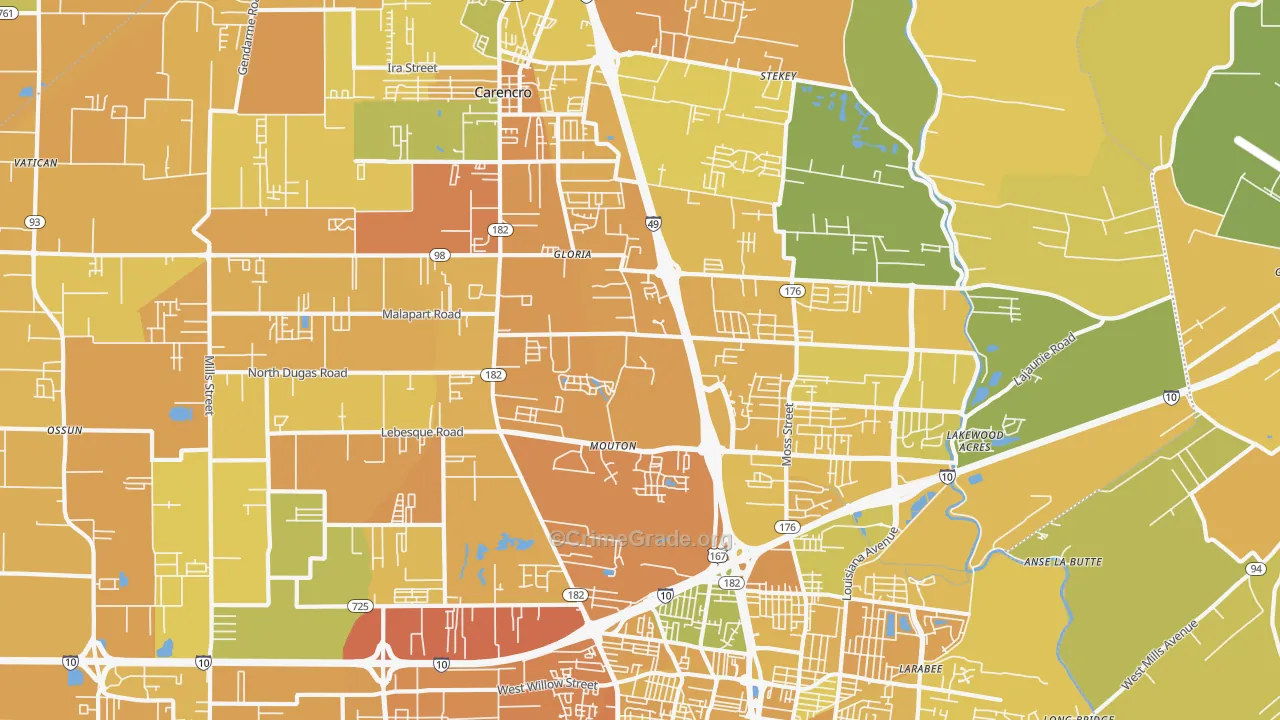 70507, LA Map of Vehicle Theft Rates