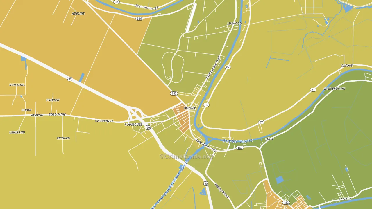 70514, LA Map of Vehicle Theft Rates