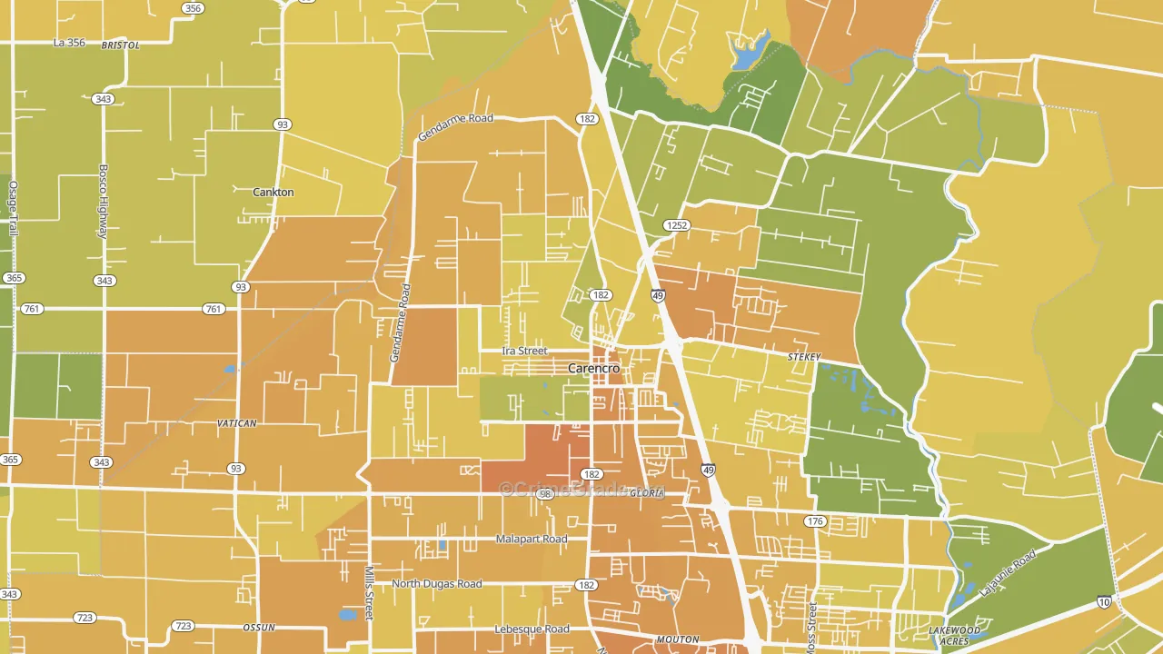 70520, LA Map of Vehicle Theft Rates