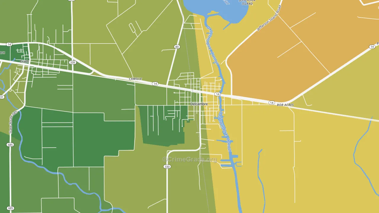 70528, LA Map of Vehicle Theft Rates