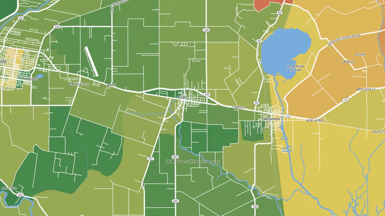 70533, LA Map of Vehicle Theft Rates