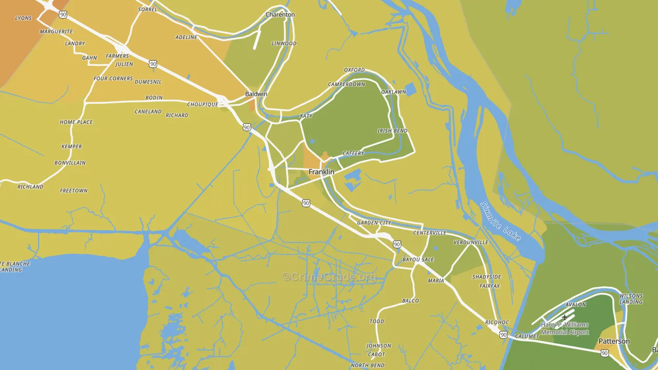 70538, LA Map of Vehicle Theft Rates